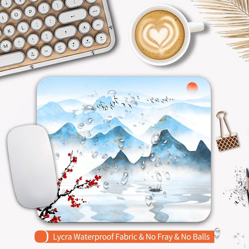 Armanza Square Mouse Pad Ink Painting Landscape, Personalized Premium-Textured Custom Mouse Mat Design, Washable Mousepad Cloth, Non-Slip Rubber Base Computer Mouse Pads for Wireless Mouse - Image 3